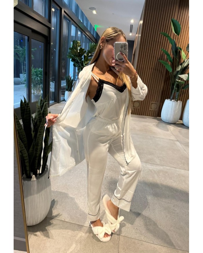 3 piezas de seda italiana, pijama perfecta para todos tus dias