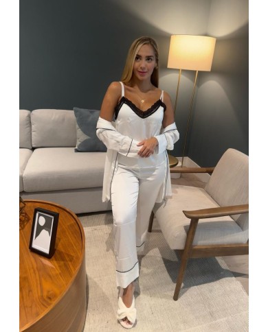 3 piezas de seda italiana, pijama perfecta para todos tus dias